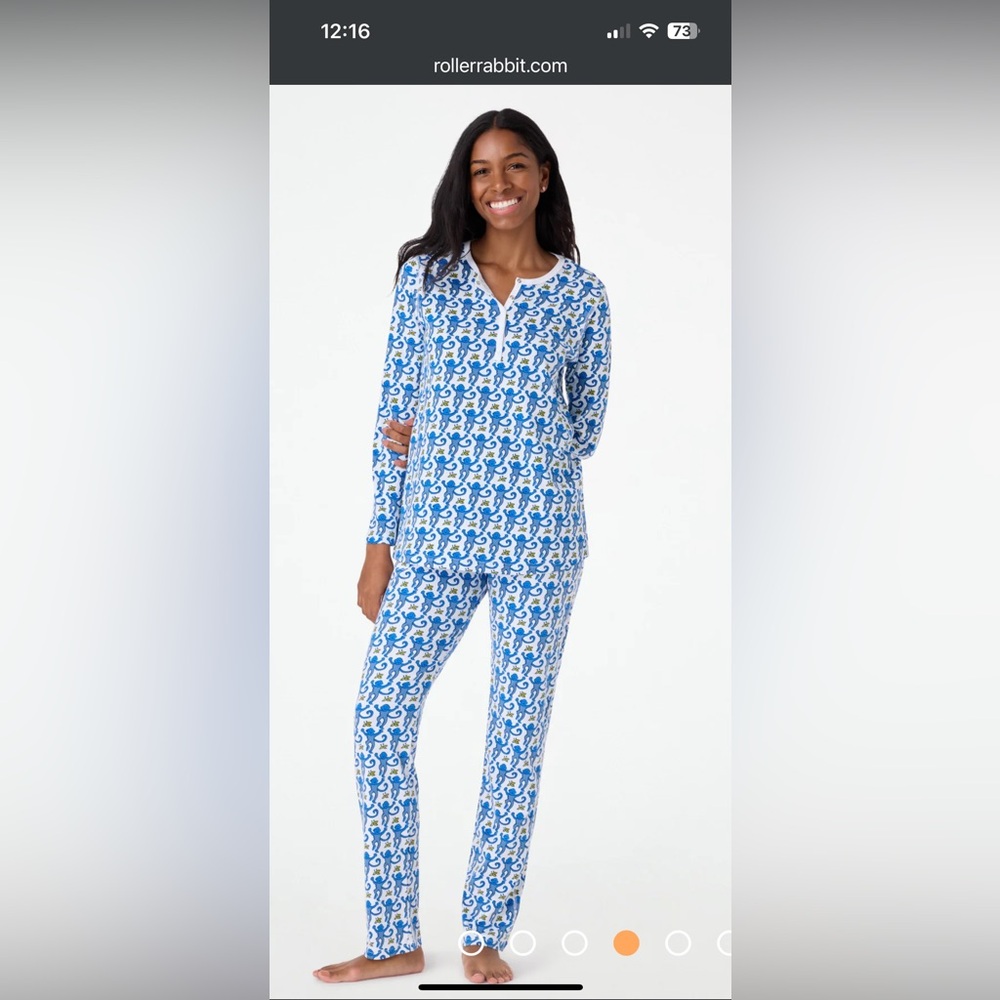 NWOT Roller Rabbit Monkey Pajamas Originals